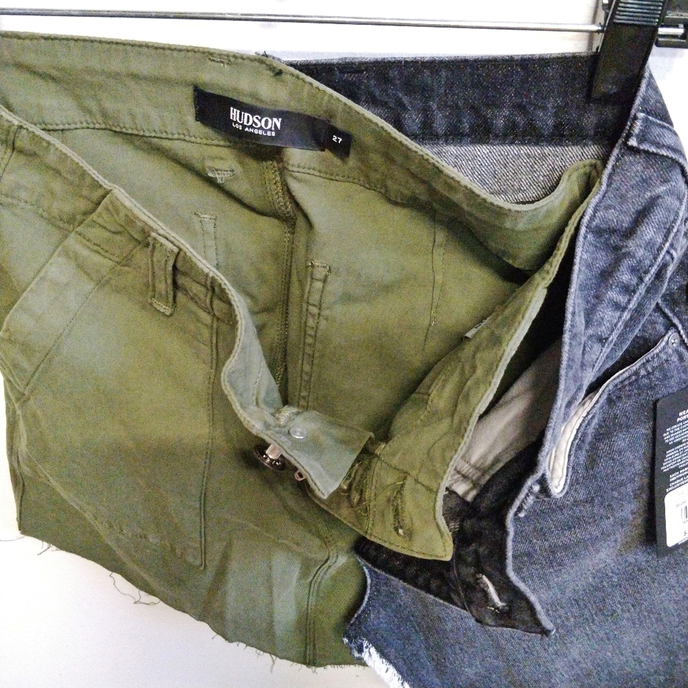 NWT Hudson Green/Black Asymmetric Layered Crossover Denim Wrap Skirt 27 - Picture 10 of 12